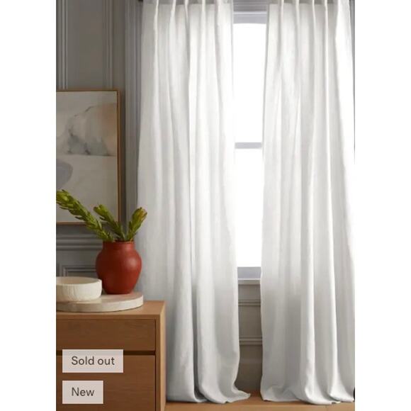 Quince European Linen Room Darkening Curtain 48X96 Cream #5 - Picture 3 of 3